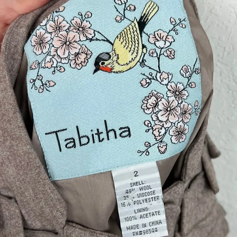 Tabitha by Anthropologie Wool Blend Blazer Size 2 Pleated As You Please Corpcore
